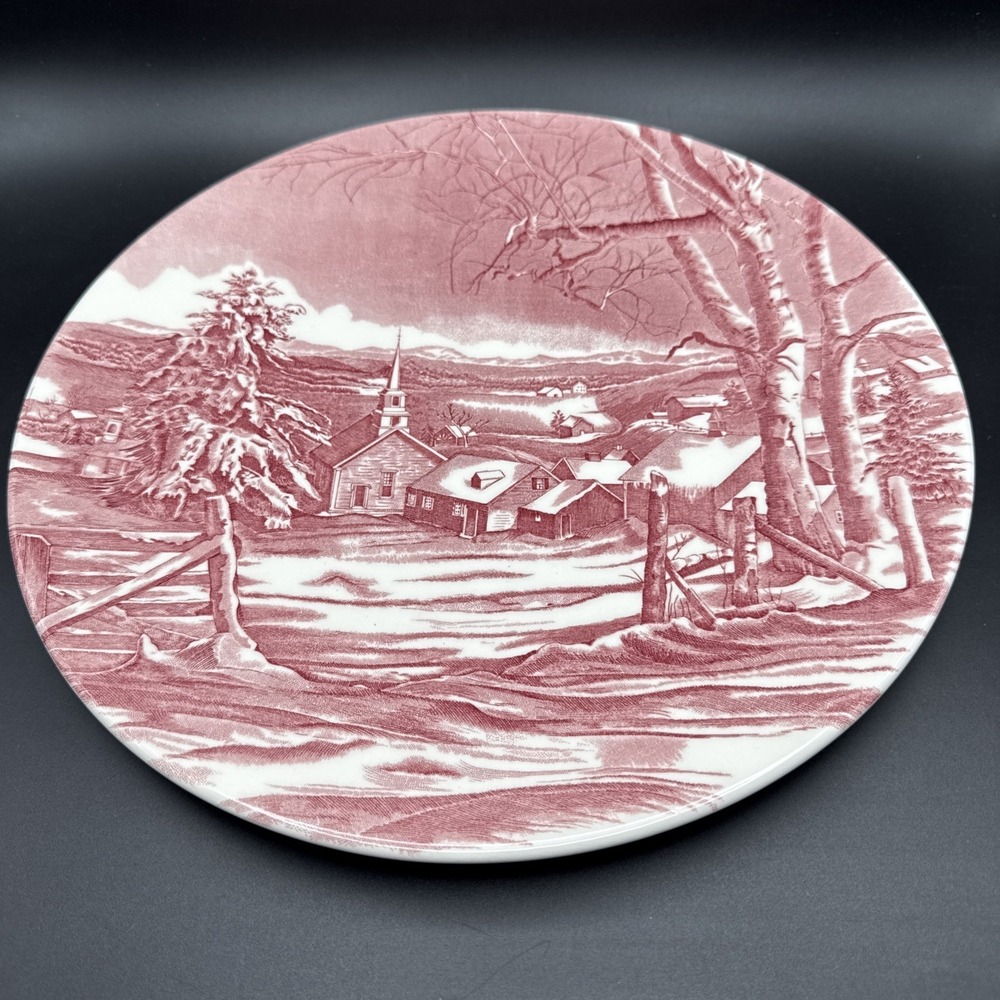 Williams Sonoma Snowy Village Serving Platter Chop Cake Plate Wedgwood Large 12"